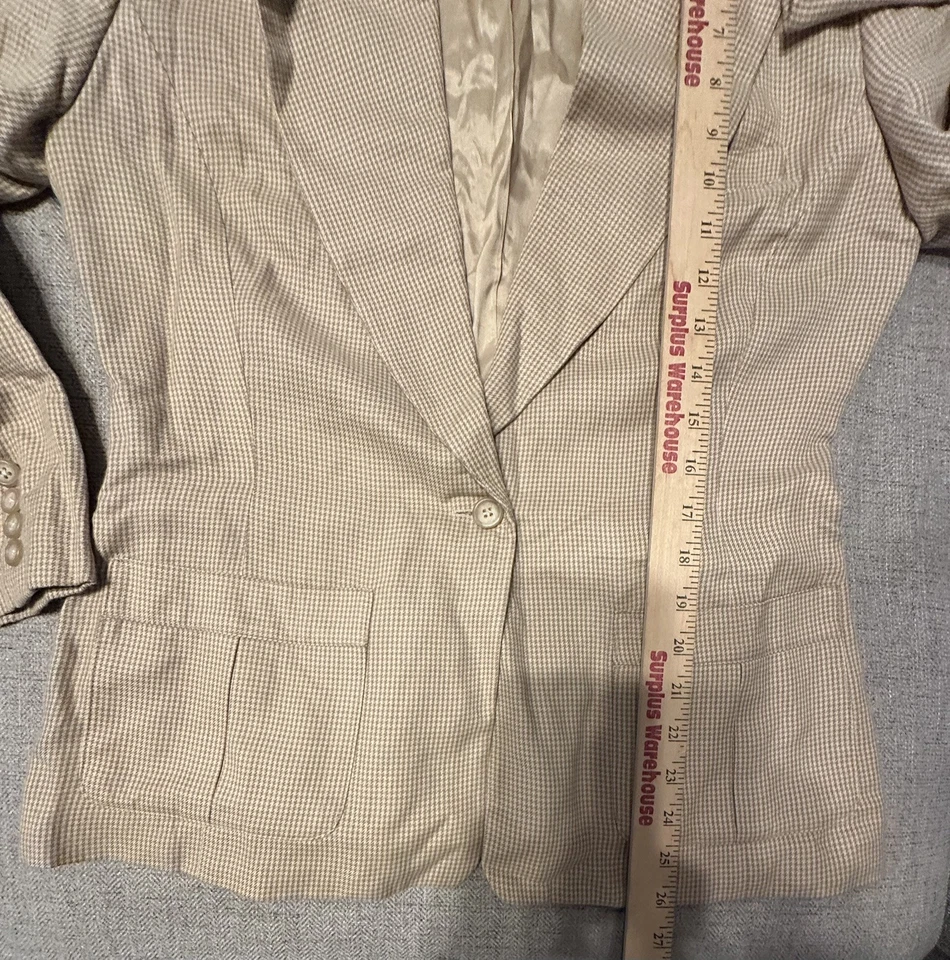 Chaqueta Blazer Ralph Lauren Mujer Marrón Tostado Pata de Gallo 1 Botón 12 Foto 2 de 4