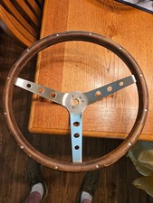Vintage 1965-1975 Wooden Automobile Steering Wheel 15 Inch