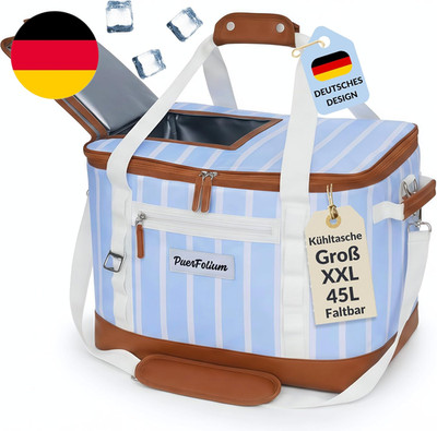 Kühltasche Groß Faltbar 45L Kühlbox Für Einkauf Strand Auto Picknicktasche Einka