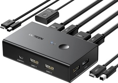 UGREEN HDMI KVM Switch 2 Stück 1 Monitor Support 4K@60Hz, 4 Port USB KVM Switches