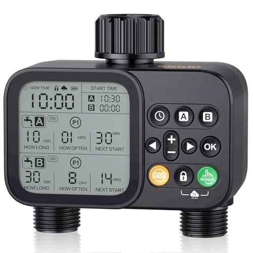 TJJFMM Sprinkler Timer for Garden Hose, 2 Outlet 8 Programmable, WT08- BLACK
Opens in a new window o