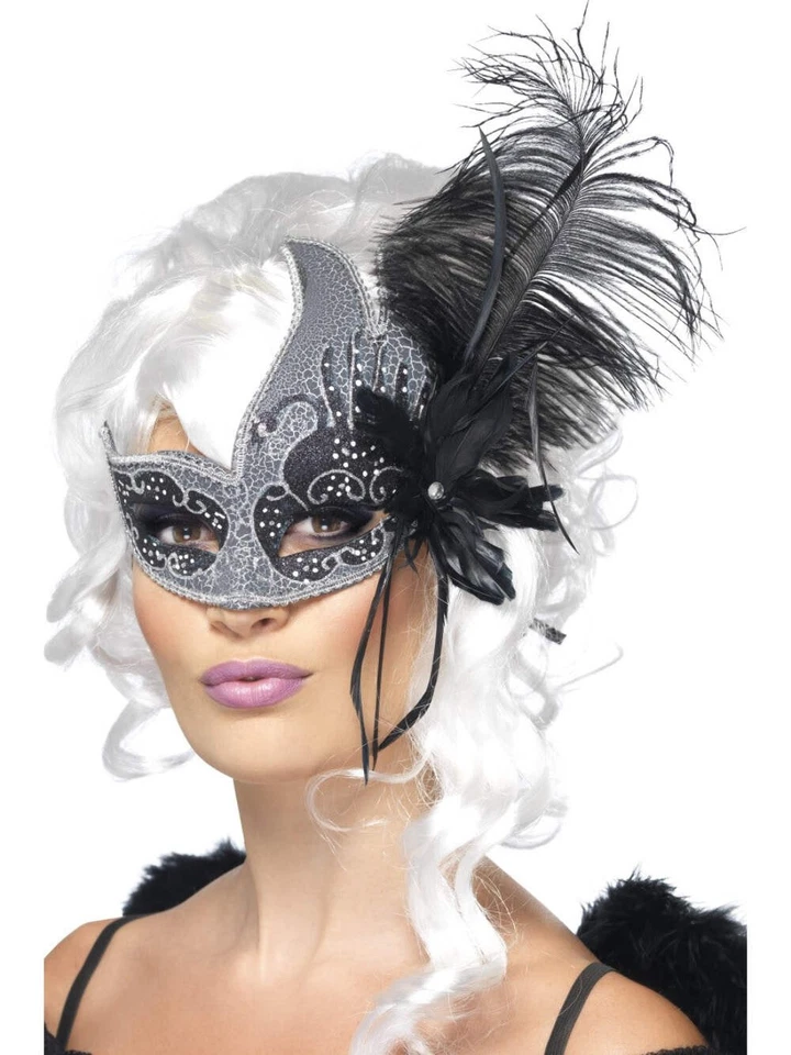 Smiffys Masquerade Dark Angel Augenmaske Halloween Fancy Dress Damen Maske - Bild 1 von 1