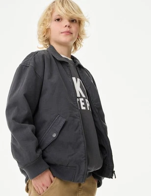 Marks & Spencer Jungen Bomberjacke grau Baumwolle Jungen - M&S