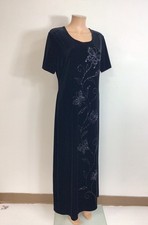 Black Velvet Butterfly Maxi Dress Y2K Sequins Womens 14