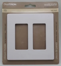 Lutron SC-2-SW 2-Gang Satin White Receptacle Cover Outlet Wall Plate