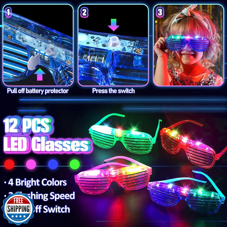 150 PIEZAS Suministros de Fiesta Brillan en la Oscuridad para Niños Adultos, Iluminan Favores de Fiesta Foto 4 de 4