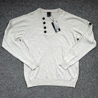 Bench Unreal Knit 100% Cotton Jumper Size Large Unisex Cream Button BNWT  