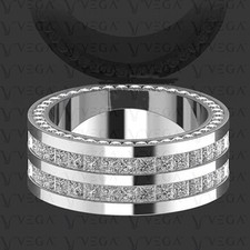 2.5Ct Princess Lab Created HPHT Diamond Men's Wedding Band 950 Pt Solid Platinum