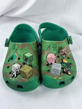 Crocs Minecraft X Collection Limited Green Clogs Shoes KIDS BOYS GIRLS SZ 2 J