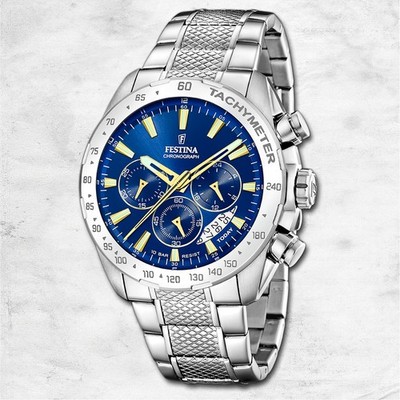 Festina Herrenuhr Edelstahl silber Timeless Chronograph Armbanduhr UF20668/2