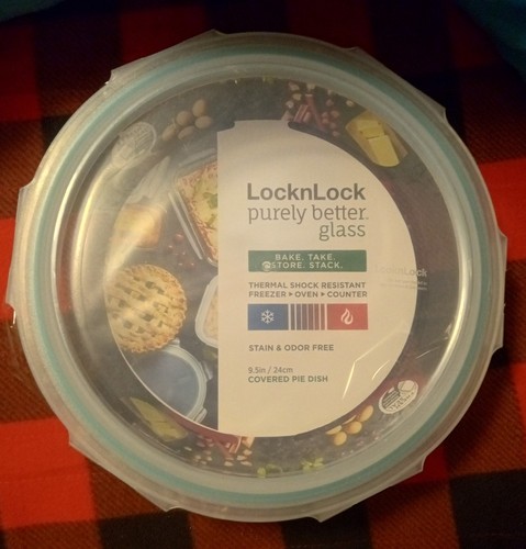 LOCKnLOCK PURELY BETTER GLASS COVERED PIE DISH 9.5" NEW