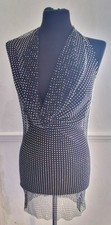 PrettyLittleThing Black Diamante Mesh Dress UK 8 NWT Y2K Party Festival Sparkle