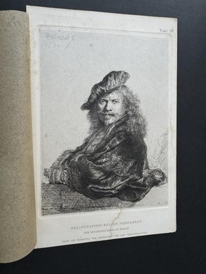 Stahlstich Heliographie Reichsdruckerei Rembrandt Selbstbildnis ca 1900