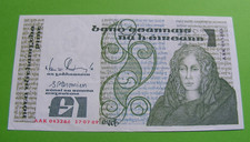 1989 Irish One Pound Banknote Old Ireland £1 Note Nice Example