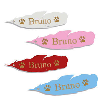 Feder Hund Katze Kosename personalisiert Hundeschild Holz Federform Schild Plakette