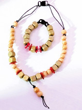 Handcrafted Faux Finish Beaded Bracelet Necklace Set