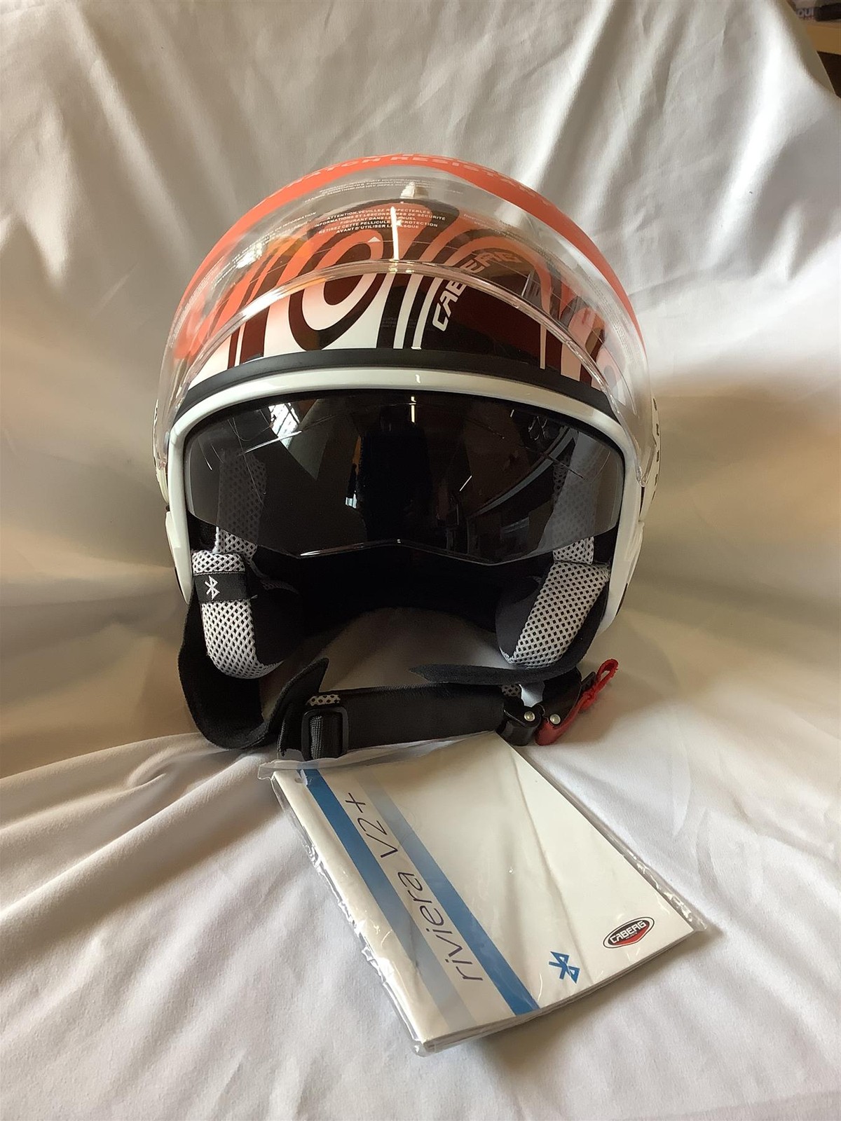 Caberg Riviera v2 Wave Open Face Motorcycle Scooter Helmet White/Black XS
