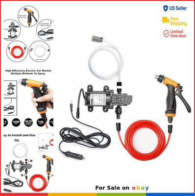 #ad Portable Electric Pressure Washer Pump 100W 160 PSI 12V Car Washing Kit $63.97