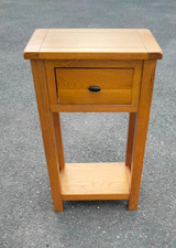 Oak side lamp table with single drawer
