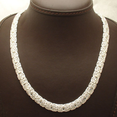 18'' Kühn Glänzend Verspiegelt Gewölbt Byzantinische Halskette Kette Echt 925 Sterlingsilber 
