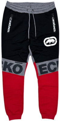 Ecko Unltd Men's Sweatpants Colorblock Puff Print Fleece Jogger in Red/Black