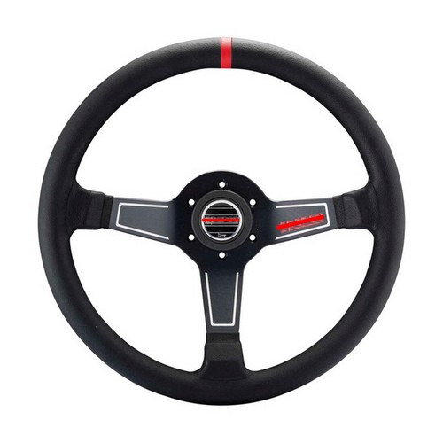 Cuero negro 350 mm 14 in rojo Córcega plato profundo modificado volante de carreras - Imagen 2 de 3