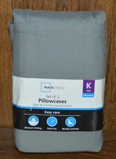 Mainstay set of 2 Pillowcases King Grey 2021 NEW