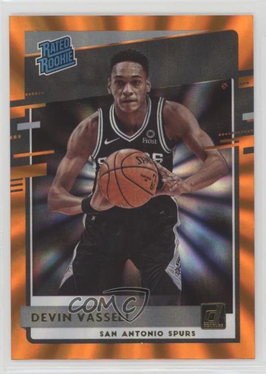 2020-21 Panini Donruss Rated Rookies Orange Laser Devin Vassell #206 Rookie RC