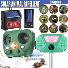 Solar Power Animal Repeller Ultrasonic Outdoor Garden Pest Cat Mice Deer Sensor