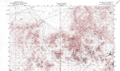 Bullfrog Quadrangle Nevada-California 1954 Topo Map USGS 15 Minute with Markings