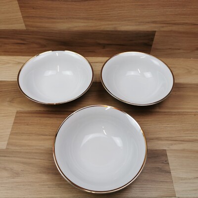 3 x Debenhams Weiß Porzellan Goldrand 7'' Müslischalen