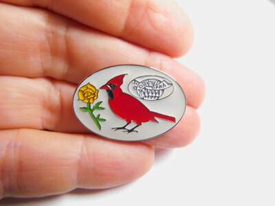 Los OFNA 2000-2001 R/G Awards Fresno Bird Flower Dual Brooch Pendant Vintage