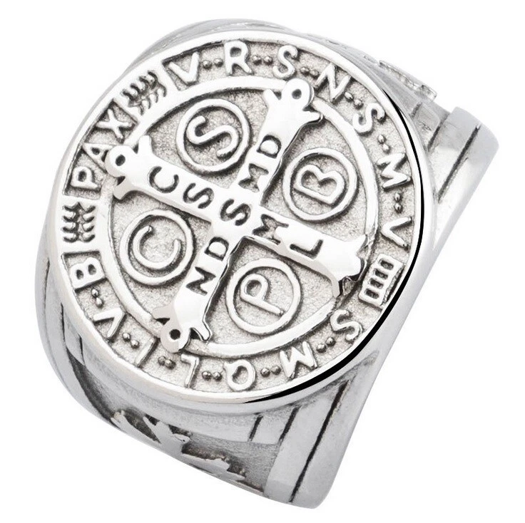Stainless Steel Antique Style Craft Cross Men's Cool Design Designer Ring M160 Foto 2 de 4