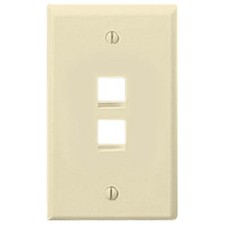 Leviton 41080-2AP 25PK 2 Port 1-Gang QuickPort Wallplate Smooth Plastic Almond
