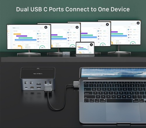 Docking Station USB C Hub 60Hz PD100W Enclosure Adapter 1000Mbps Working Station - Picture 12 of 27