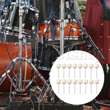 16 x White Felt Drum Beater with Stainless Steel Shaft 7.64 x 2.36 Inch