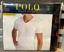 POLO RALPH LAUREN 3 PACK BLACK CLASSIC FIT COTTON V-NECK T SHIRTS Men  s SMALL