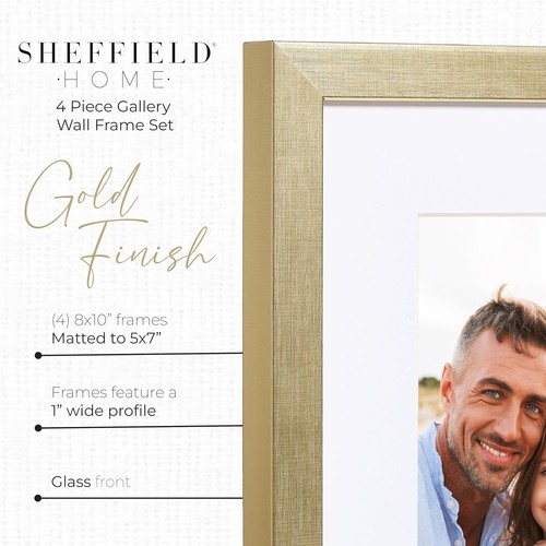 Elegant 4-Piece Gold Gallery Wall Frame Set - 8x10 Inch with Template - Picture 4 of 8
