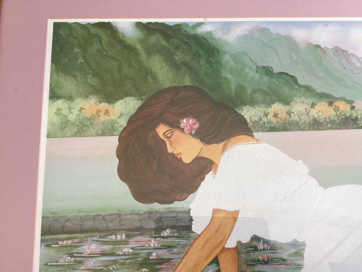 ハワイ　絵画　インテリア　アンティーク　Diana Hansen young Diana Hansen-Young 1993 Signed Framed Hawaiian Art Print 