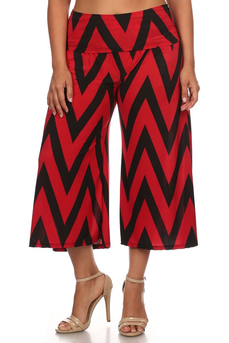 New Women's Plus Size Black Red Chevron Gaucho (Capri) Pants Size 4X | eBay