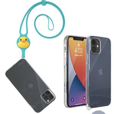 Apple iPhone 12 Pro Max Hülle Silikon Verstellbar Lanyard Slim Stoßfest Ente