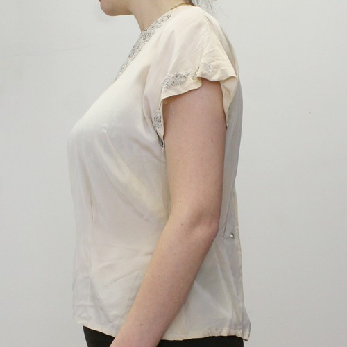 Vintage 40s Button Back Blouse From Tribout Shop by John Wanamaker Beaded - Picture 5 of 8