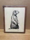 Prairie Dog Art By J. Petracia 1968 Print on Wooden Plaque 11” Tall X 9.5” Wide