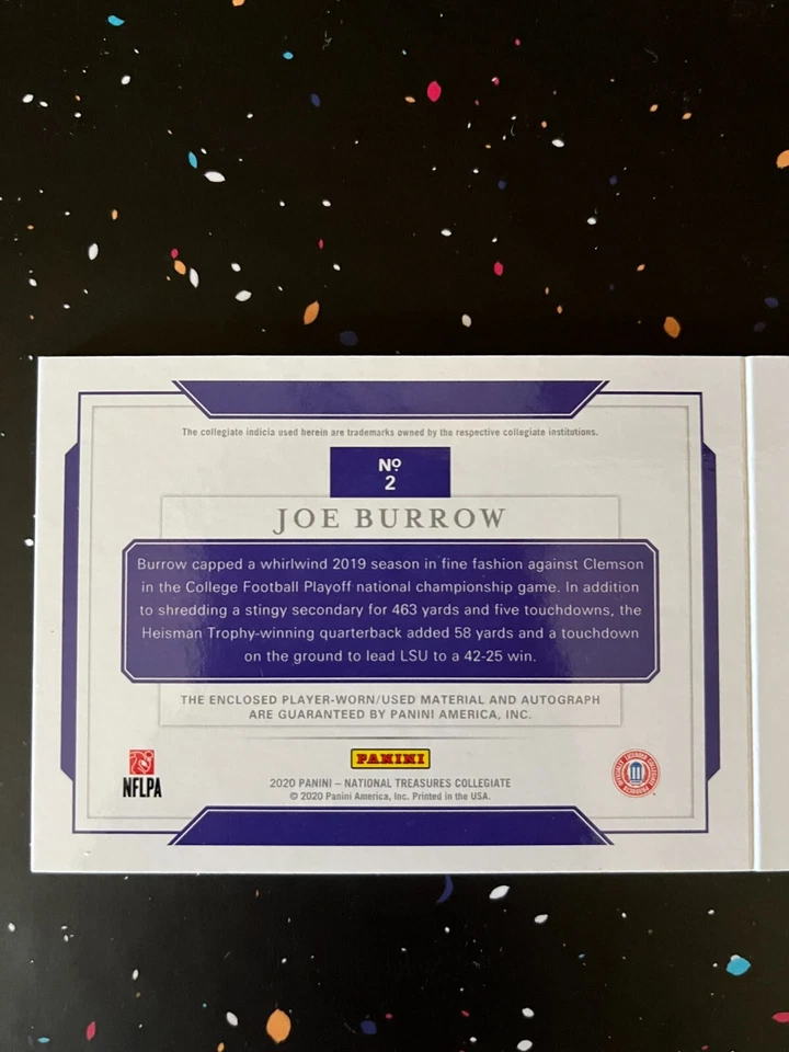 2020 Joe Burrow National Treasures Collegiate Booklet RPA /99 - Image 4 of 4