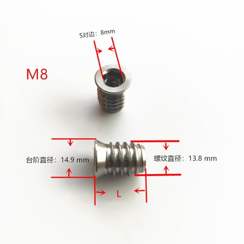 M6 M8 M10 Stainless Steel Furniture Nut Hex Flat Head Screw Threaded Wood Insert - Picture 11 of 15
