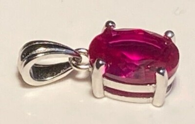 Ruby & Garnet Pendants Genuine Gemstones 8x6mm Set in Solid Silver S925