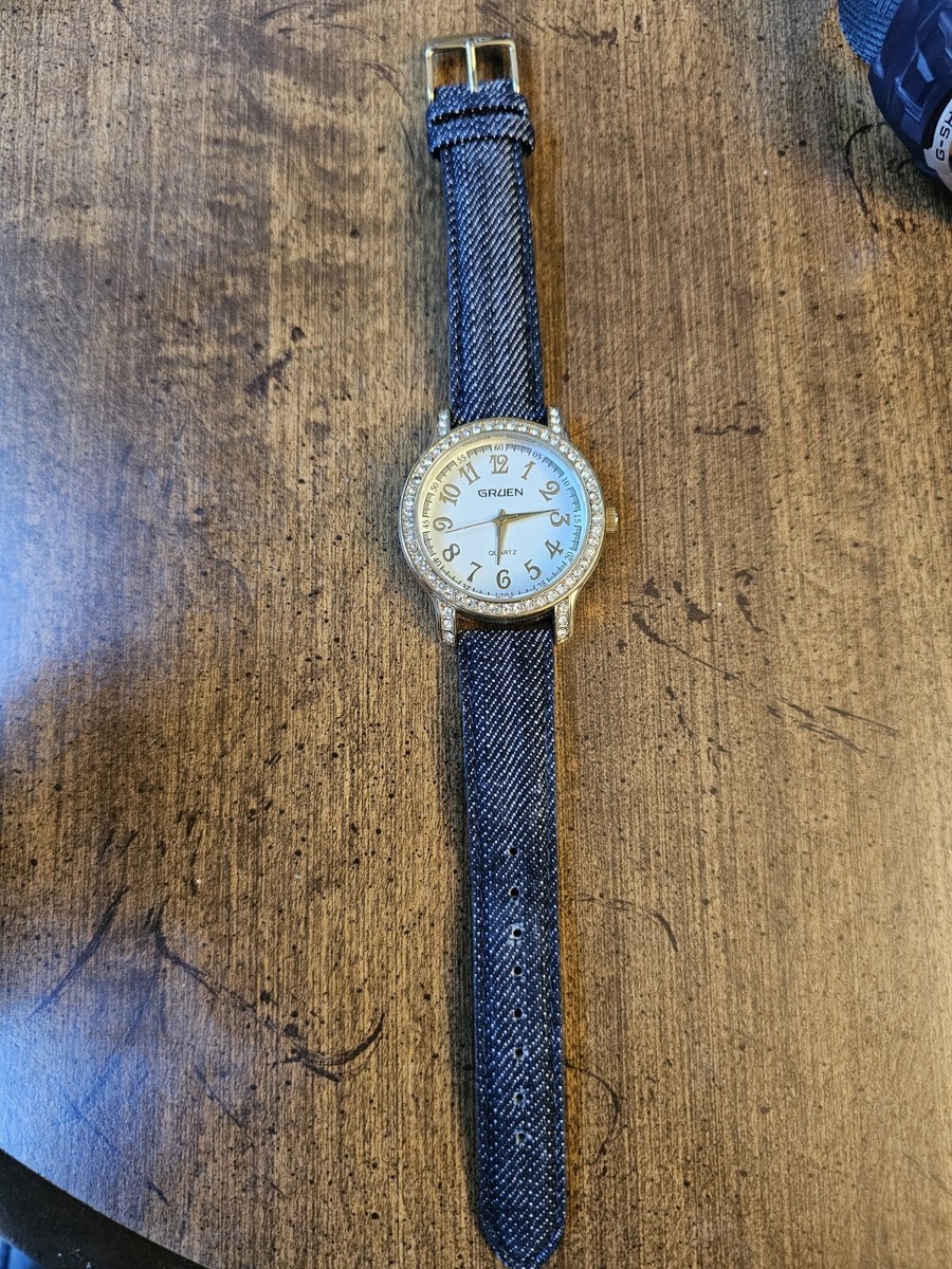 Gruen Quartz Watch Women Gold Tone Diamond/CZ Bezel Dial New