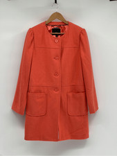 Mossimo Wool Coat Jacket Women Size Large Orange Coral Peacoat Collarless