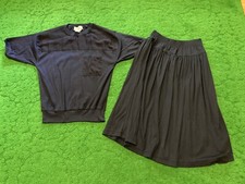 Vintage Adolfo II Blue 80 s Skirt Shirt Set Sz Medium