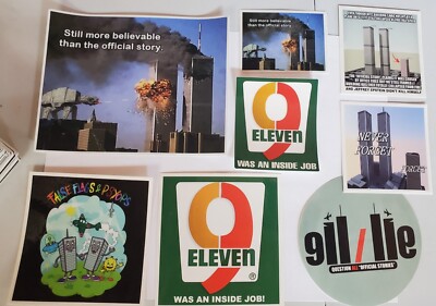 911 STICKERS VARIETY PACK (8) NEVER FORGET **WORLDWIDE   SHIPPING** WAKE   UP!
